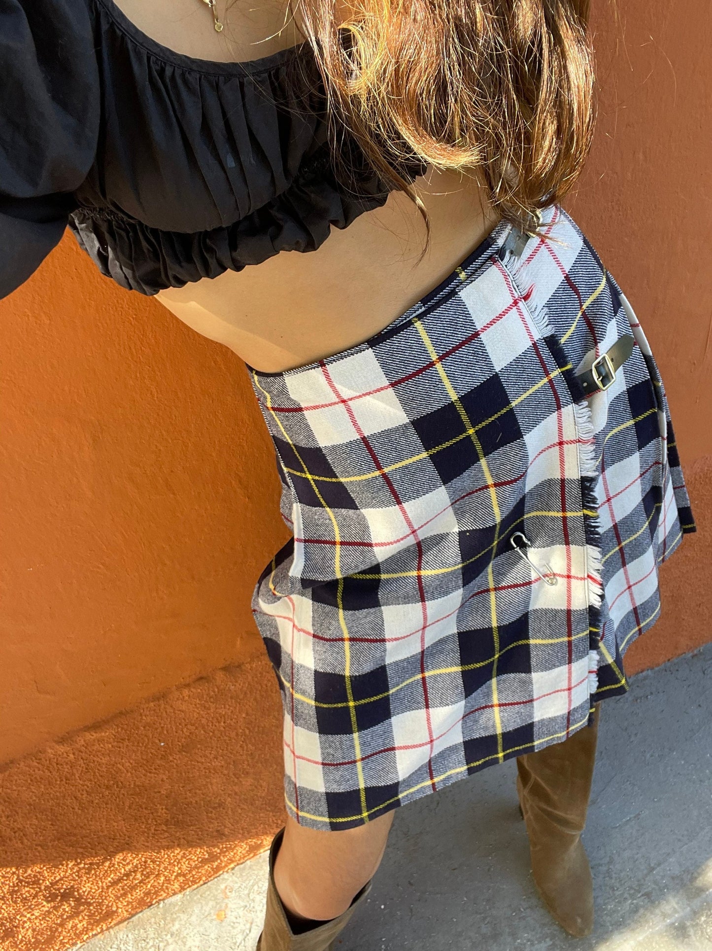 Vintage winter skirt, Outlander aesthetic, Claire Fraser, wool winter wear, cottage core skirt, red plaid skirt, Scottish kilt