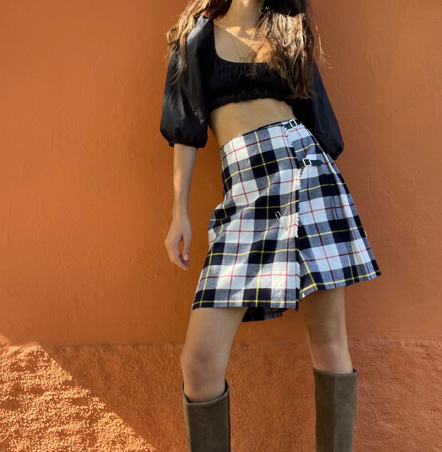 Vintage winter skirt, Outlander aesthetic, Claire Fraser, wool winter wear, cottage core skirt, red plaid skirt, Scottish kilt
