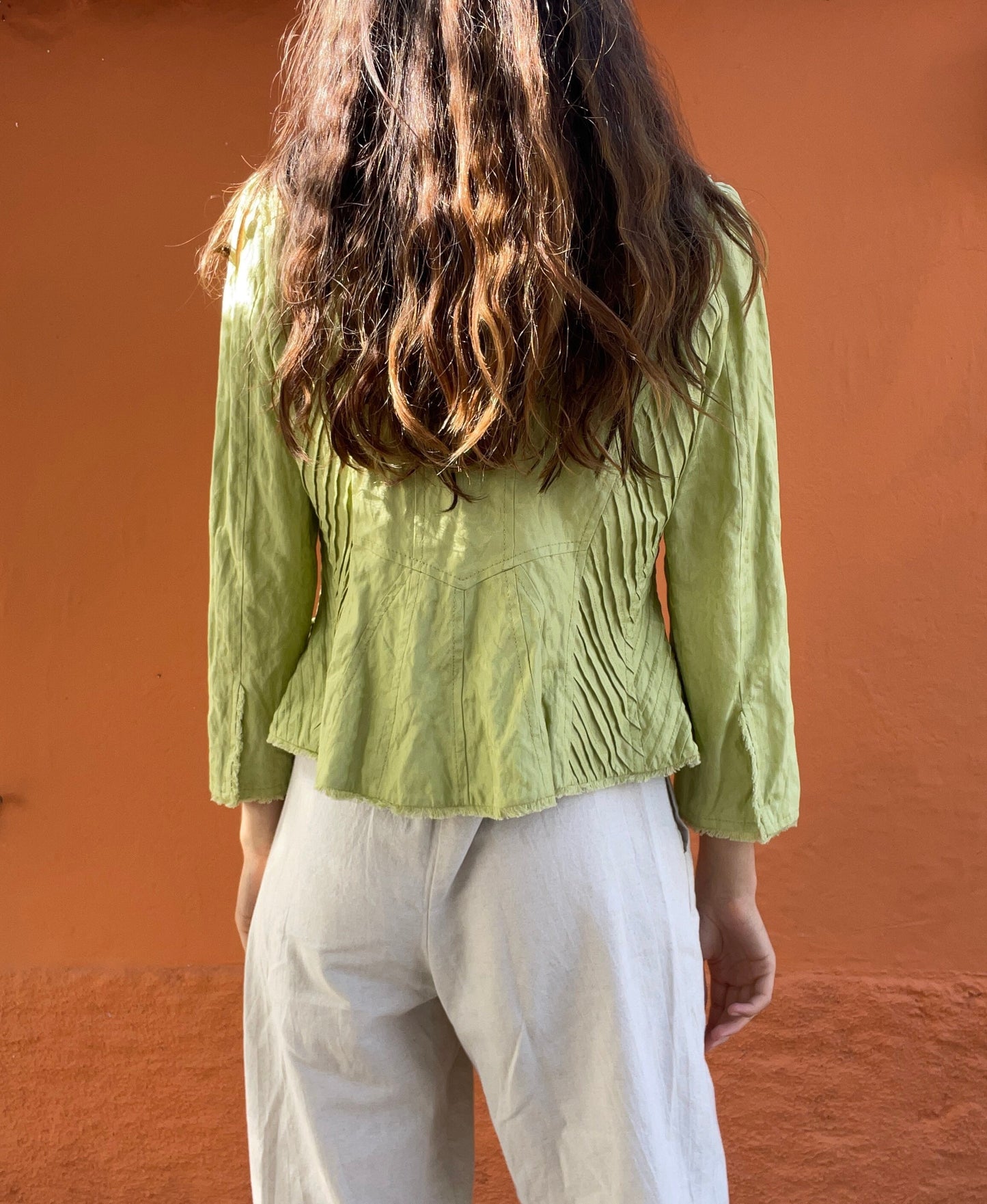 Apple green Purificacion Garcia feminine summer jacket, Vintage designer clothing, Formal pastel blazer, Wedding guest jacket, Haute couture
