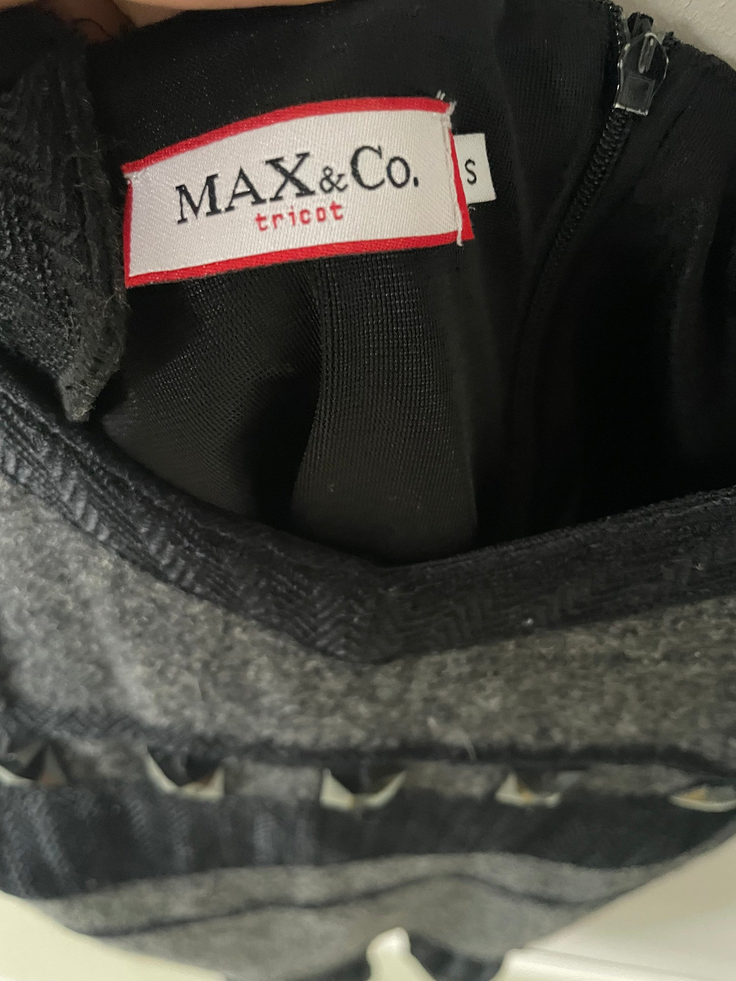 Wool and silk Max & Co studded dress, Designer holiday dress, Little black NYE dress, Vintage designer clothing