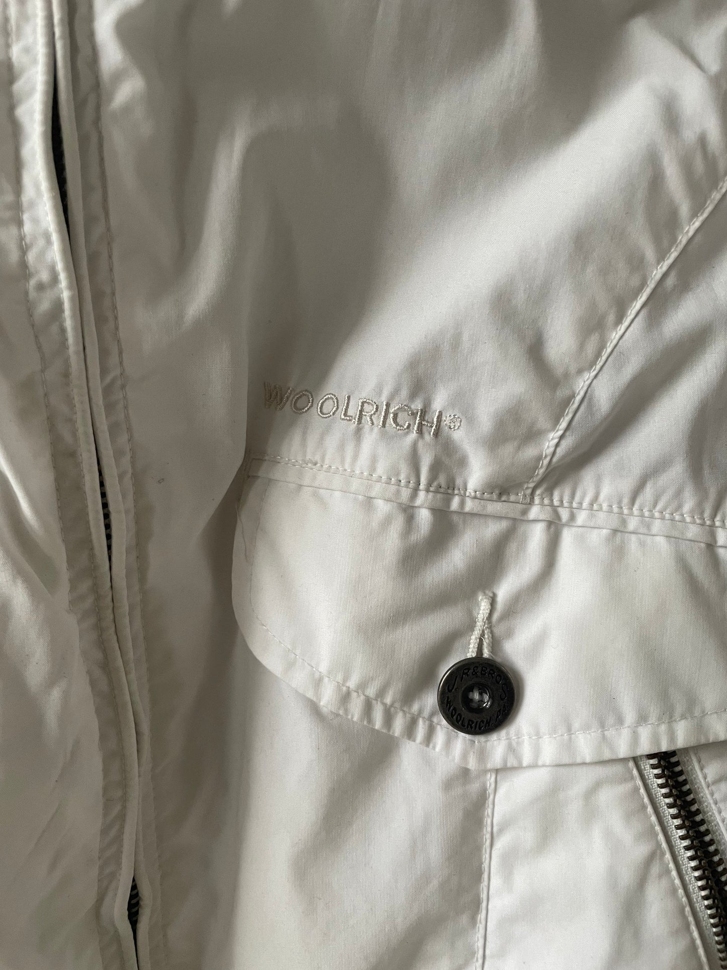 Vintage WOOLRICH windbreaker, White summer coat, Designer lightweight jacket, Size Small