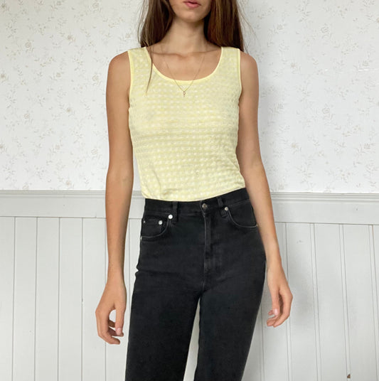 Vintage Escada pastel yellow tank, Vintage designer top, Summer tank, Cute summer top, Yellow tank, Vintage designer top
