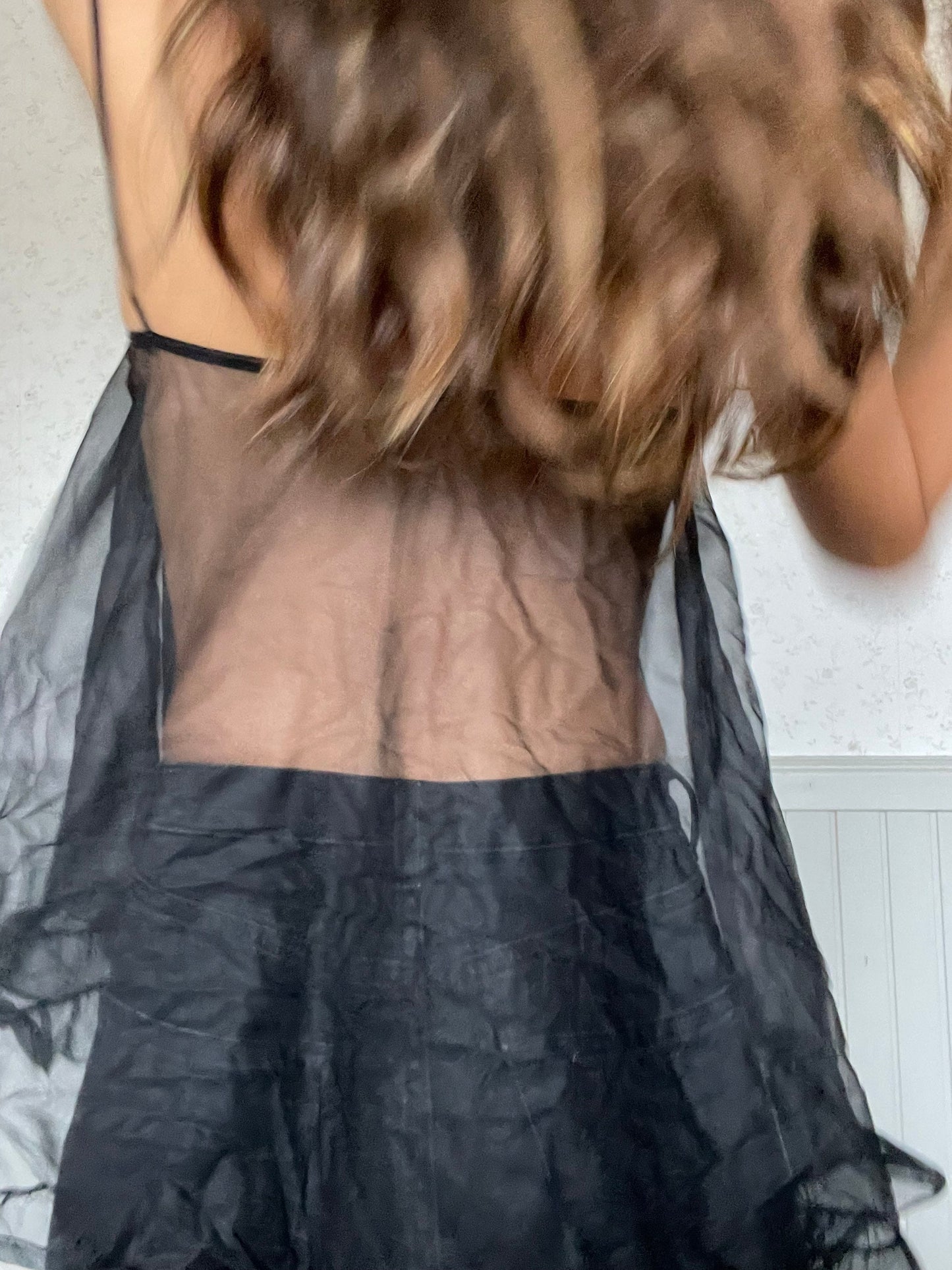 Vintage sexy sheer black babydoll, See through negligee, Cute romantic evening lingerie top, A cup