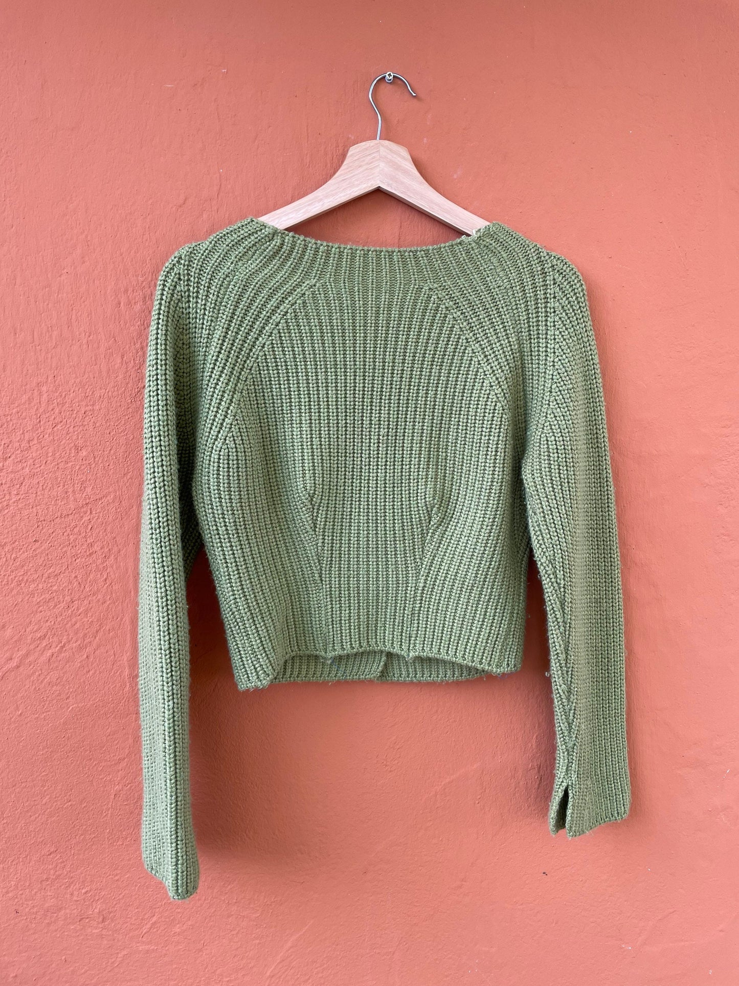 Vintage moss green cardigan with mother of pearl buttons, Wool light Academia aesthetic vest, Apple green jumper, Unisex winter clothing