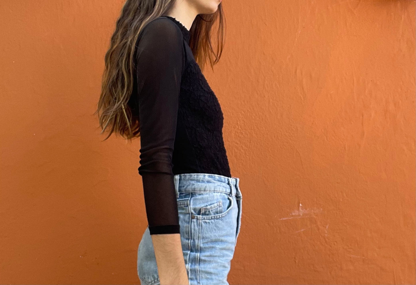 Black see through long sleeve body, Vintage Sheer turtleneck top, Retro bodysuit, Sexy summer dance clothing, Party top, Vintage Leotard, XS