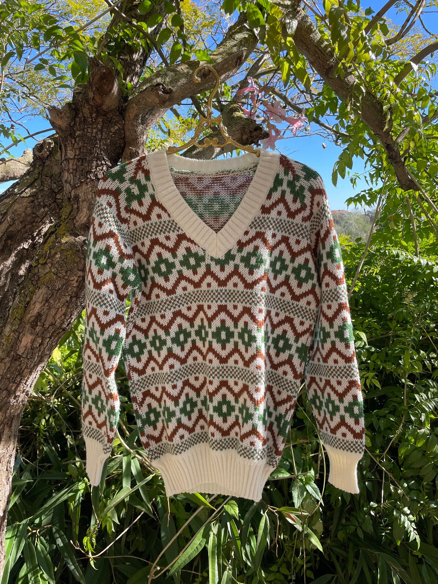 Vintage sweater with groovy pattern, Après-ski jumper, Vintage christmas sweater, Peruvian jumper, Handmade jumper, Ethical