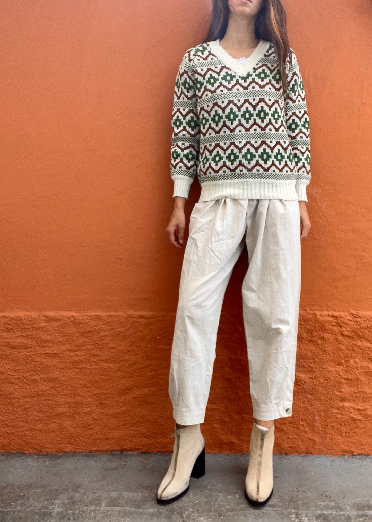 Vintage sweater with groovy pattern, Après-ski jumper, Vintage christmas sweater, Peruvian jumper, Handmade jumper, Ethical