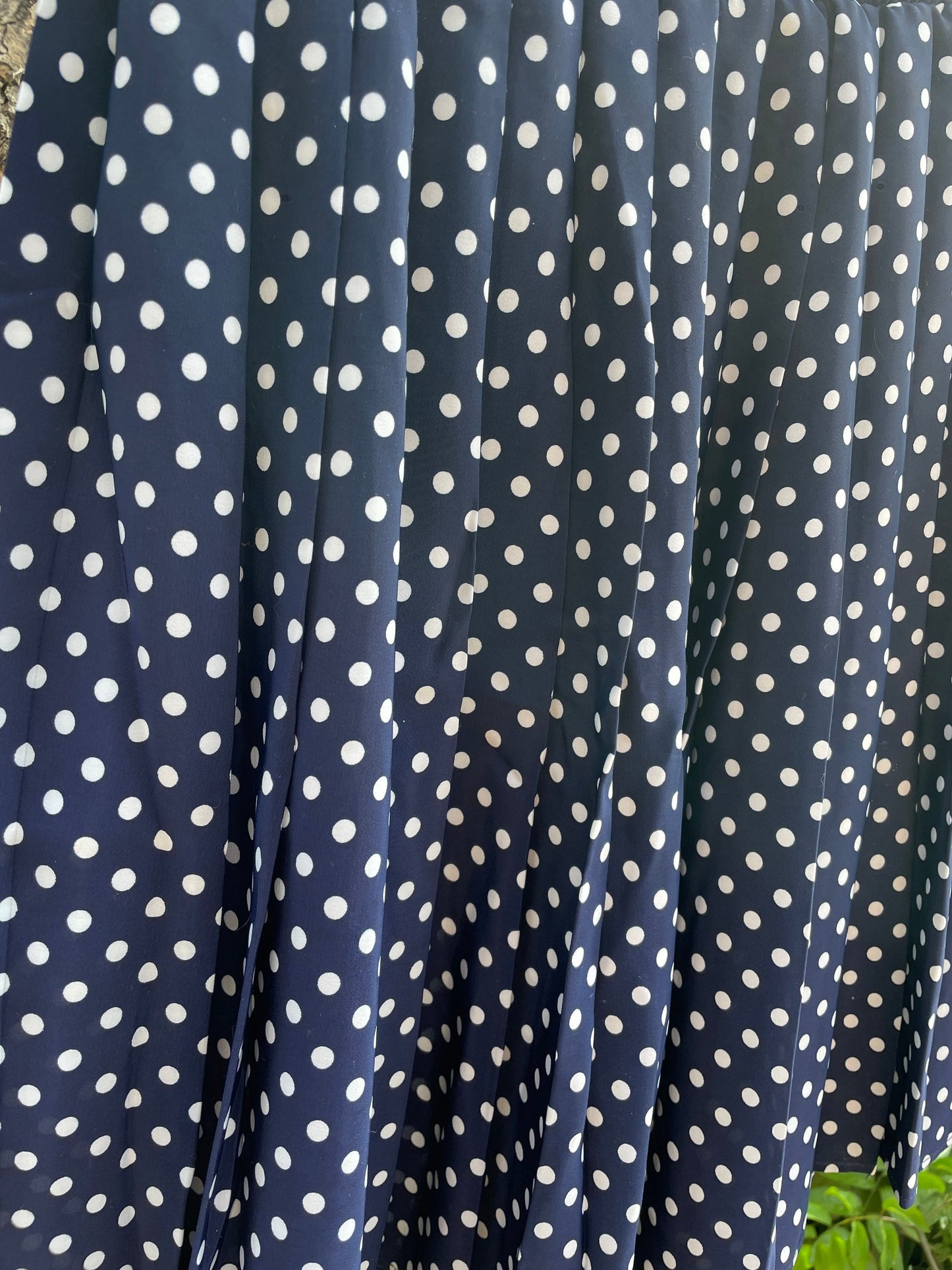 Vintage Navy Polka Dot Mini Skirt | Retro Elastic Waist Skater Skirt