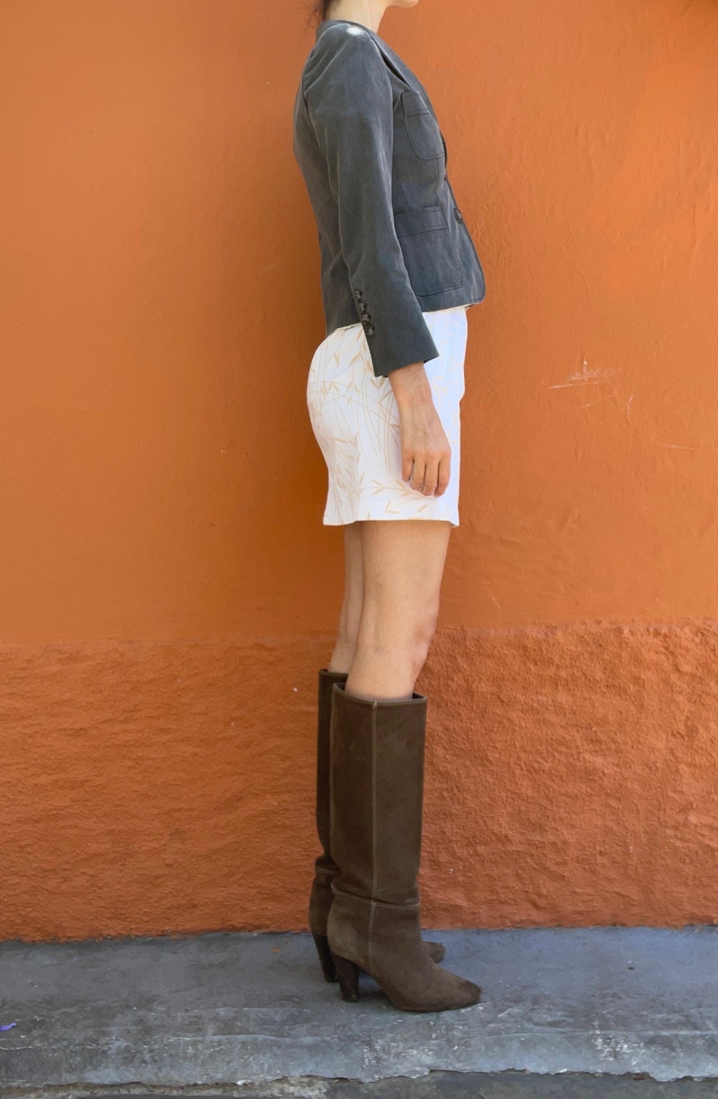 Marella cotton grey short blazer jacket, Vintage Italian designer jacket, Formal woman jacket, XXS