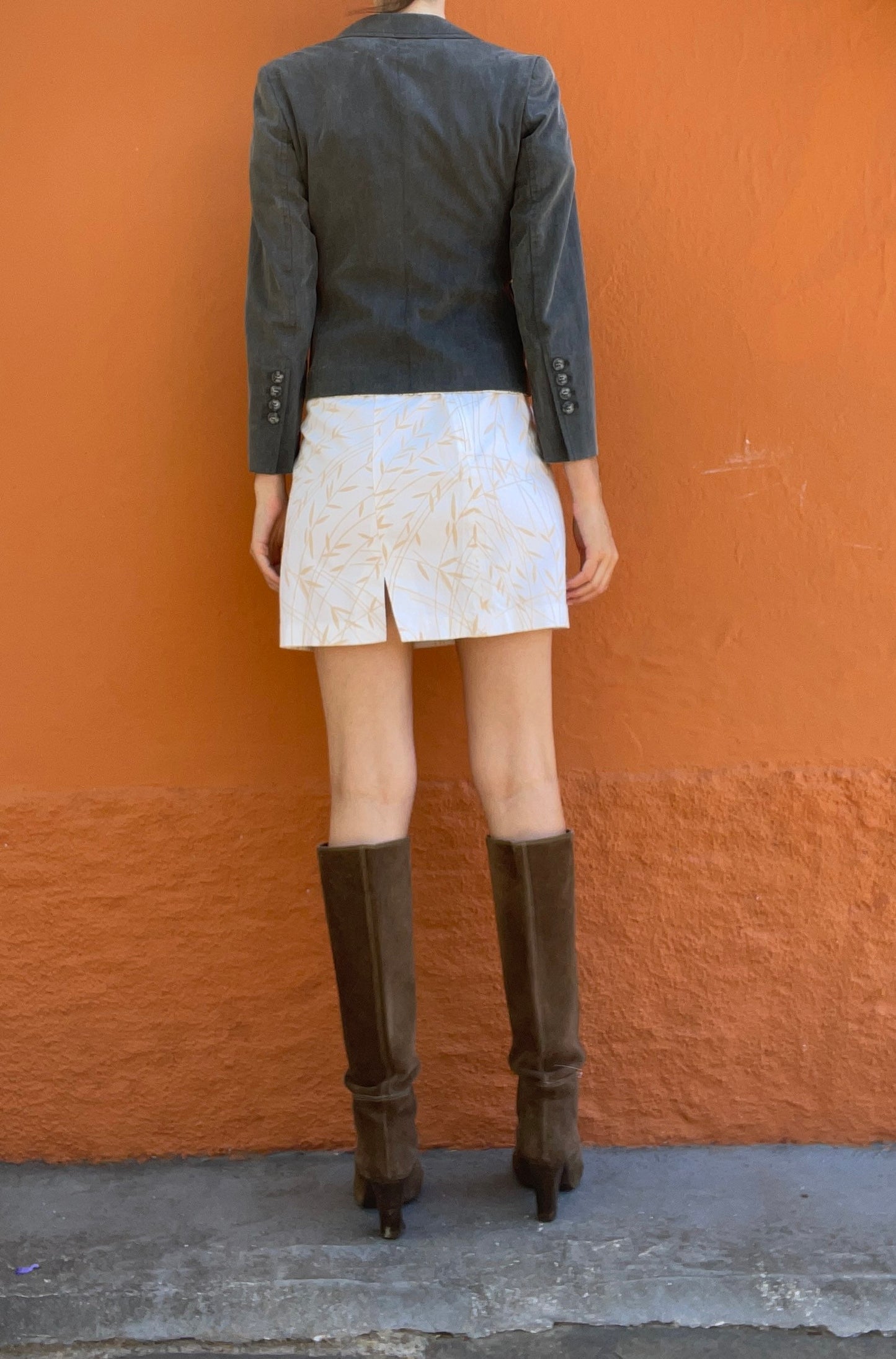 Marella cotton grey short blazer jacket, Vintage Italian designer jacket, Formal woman jacket, XXS