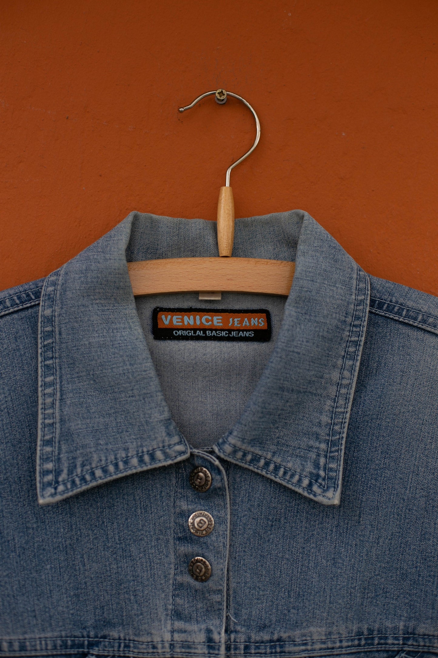 Y2k denim on denim blouse, 80s Vintage jeans shirt, 90s aesthetic, M