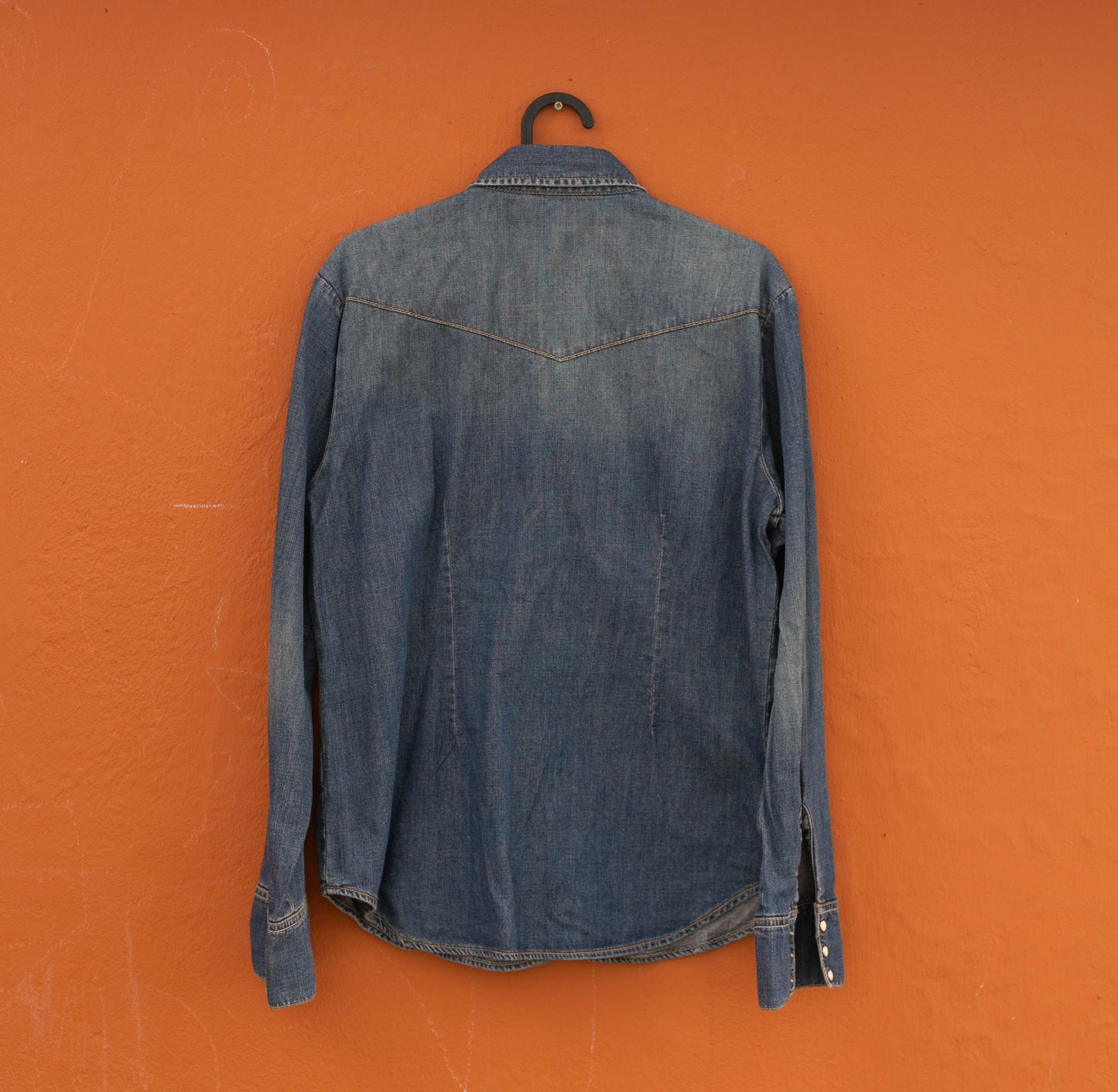 Lee Vintage button up, denim blue woman shirt, Jeans blouse, Retro aesthetic,
