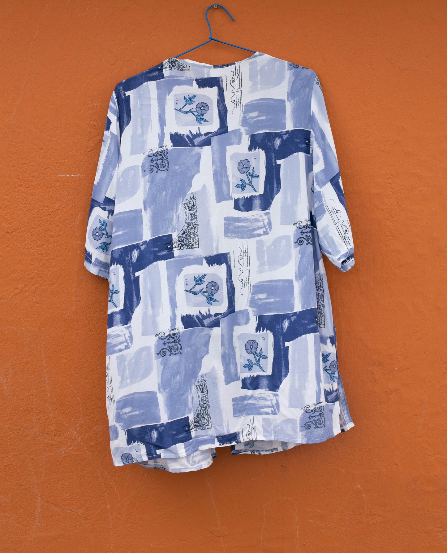 Vintage Blue Print Tunic - Artsy & Flowy Women's Top