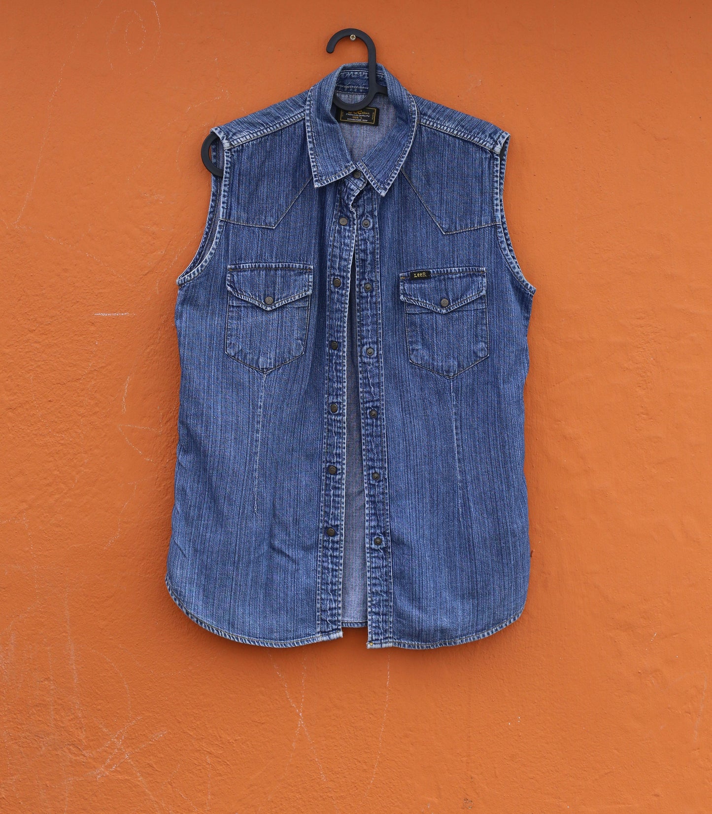 Lee denim vest, Woman camisole, Jeans shirt, Retro aesthetic 90s blouse, Blue Shirt, Women's sleeveless shirt
