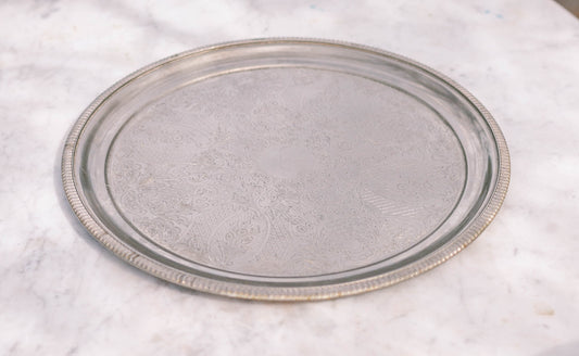 Cavalier's English Splendor – Silver Plated round Serving Dish, Brass plated marrokish delicates platter, aperitive tray
