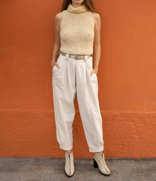 Maria di Ripabianca Cashmere Turtleneck, Designer turtleneck knitwear top, Sleeveless luxury wool knitted top, Basic girl