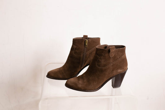 ASH vintage Leather Ankle Boots - Rich Brown Suede, Size 40, Vintage designer clothing, Elegant high heels