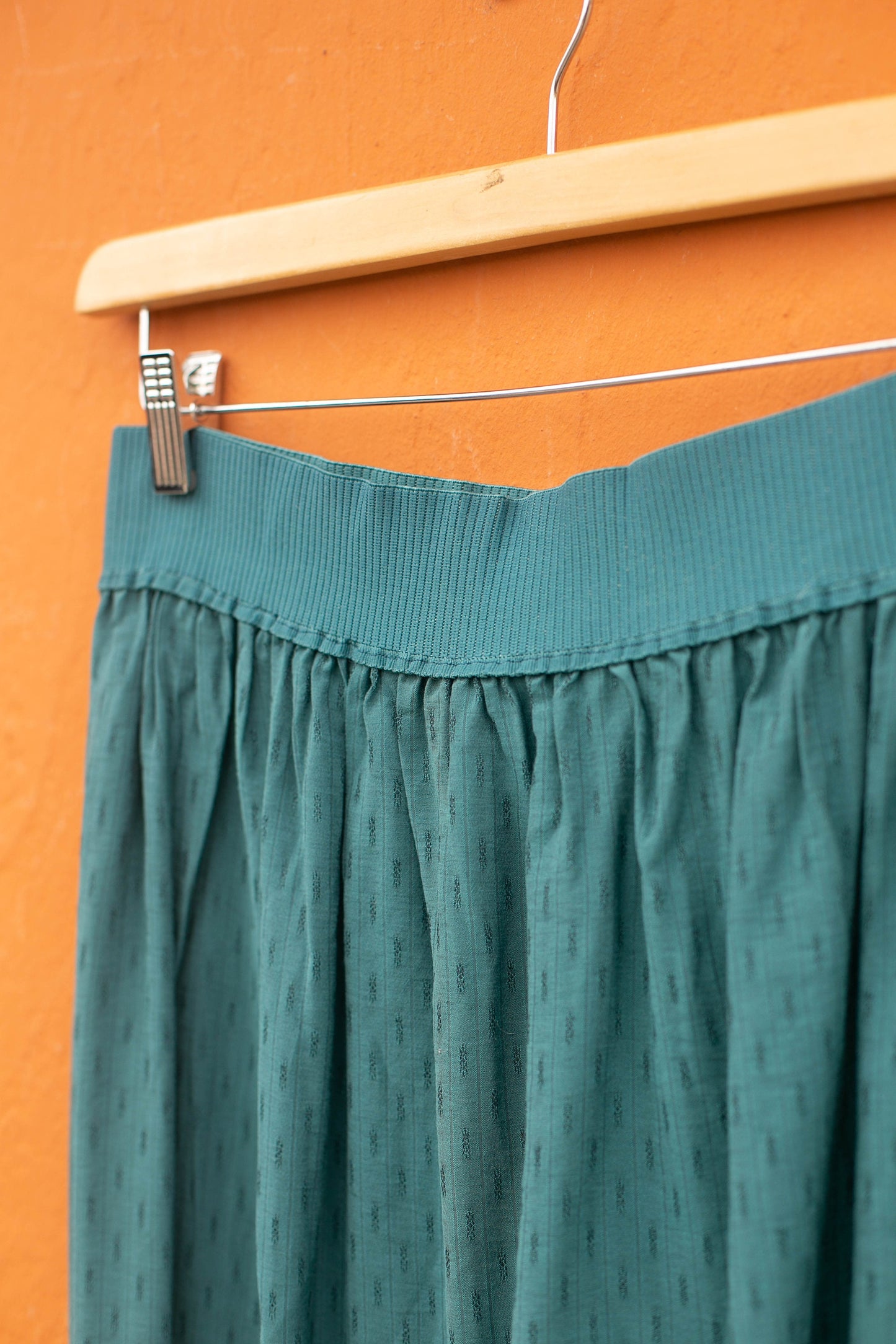 High rise pencil skirt, Vintage green midi skirt with flower print, High waist summer skirt, XL