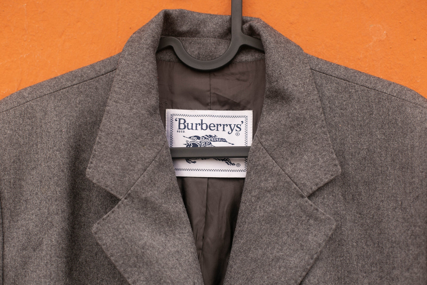 Wool 90s Burberrys' grey woman coat, Smart designer blazer jacket, Burberry London Pure Wool Blazer, US Size: 8–10