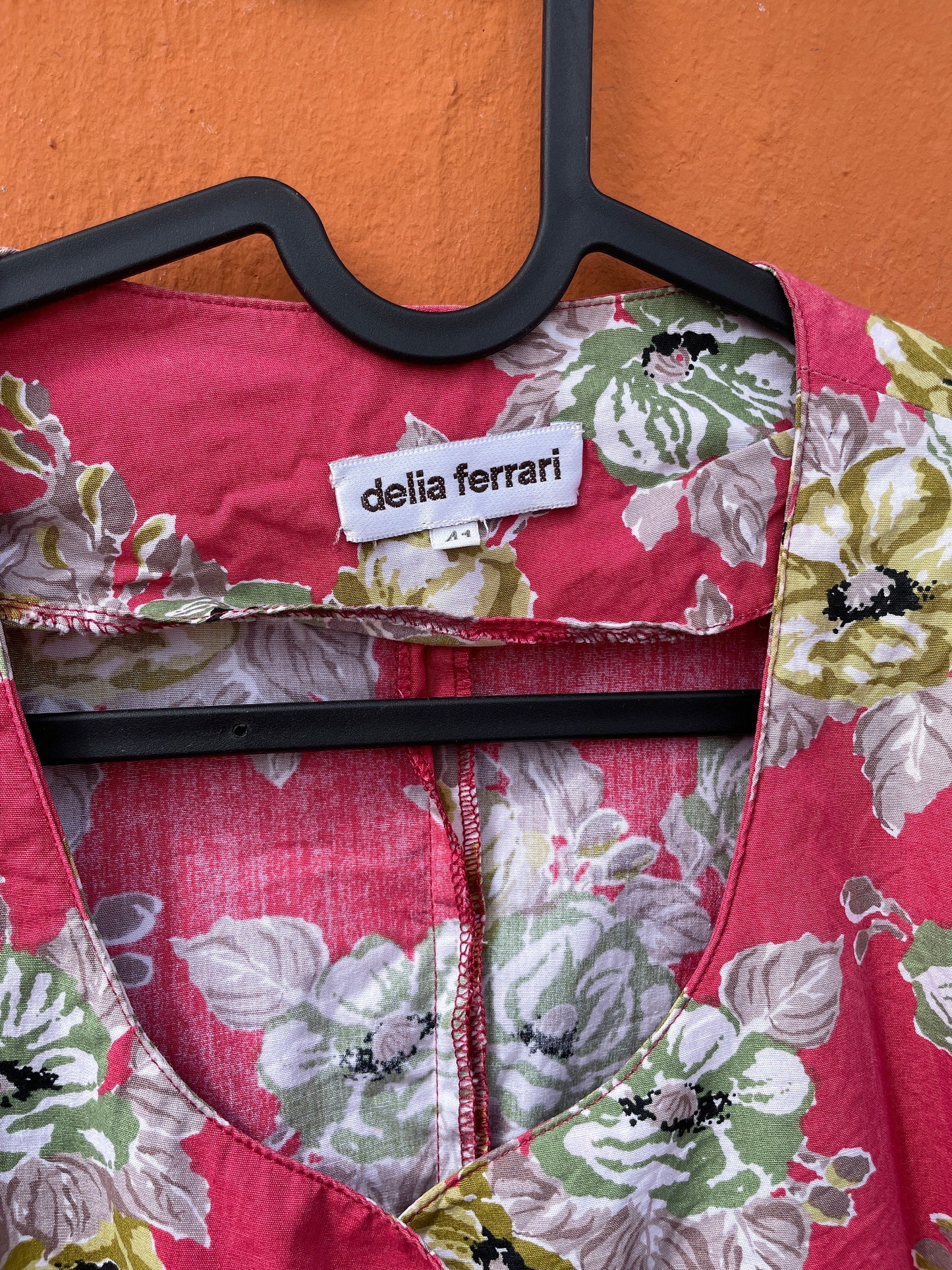 Vibrant Vintage Pink Floral Women's Blouse, Playful Retro blouse with Puffed Shoulders - Vintage Charm Meets Modern Style