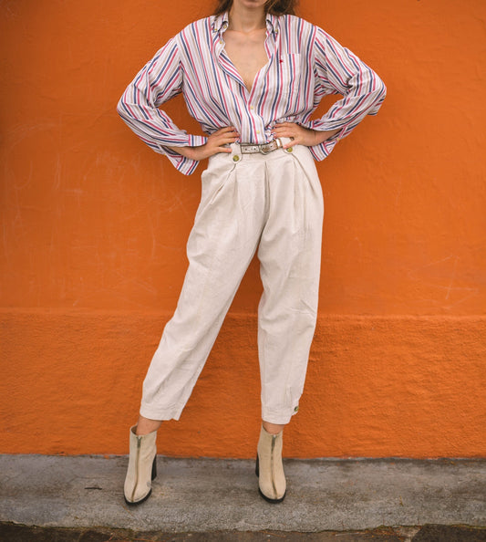 Vintage Burberry London striped Oxford shirt, Colourful men's button up blouse, Smart long sleeve oversized summer shirt, US 2X