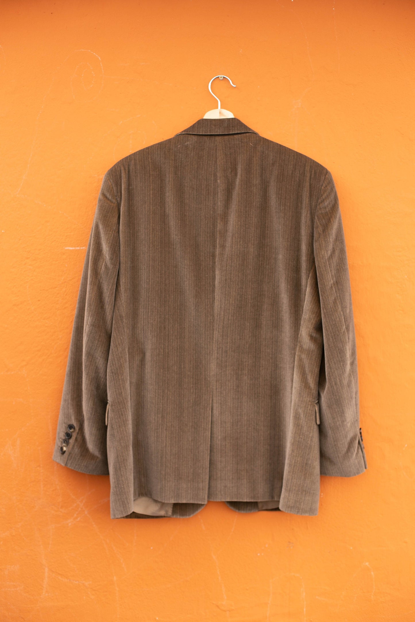 Boss Hugo Boss cotton velour blazer jacket, Rossellini model, Smart brown elegant men's formal double breasted blazer,