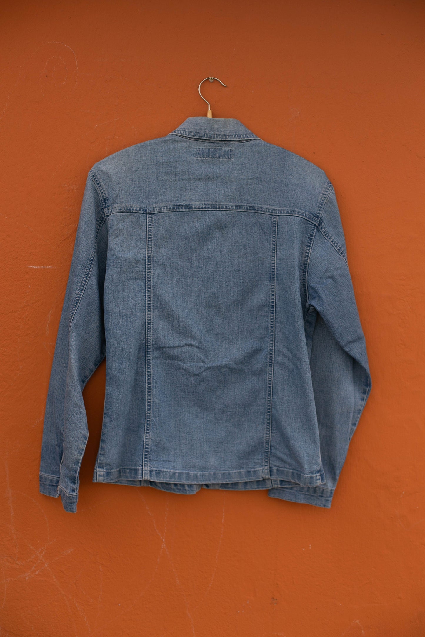 Y2k denim on denim blouse, 80s Vintage jeans shirt, 90s aesthetic, M