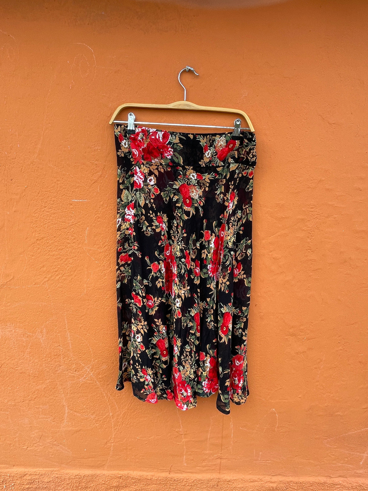 Black Floral Sheer Midi Skirt - Romantic Summer Fashion