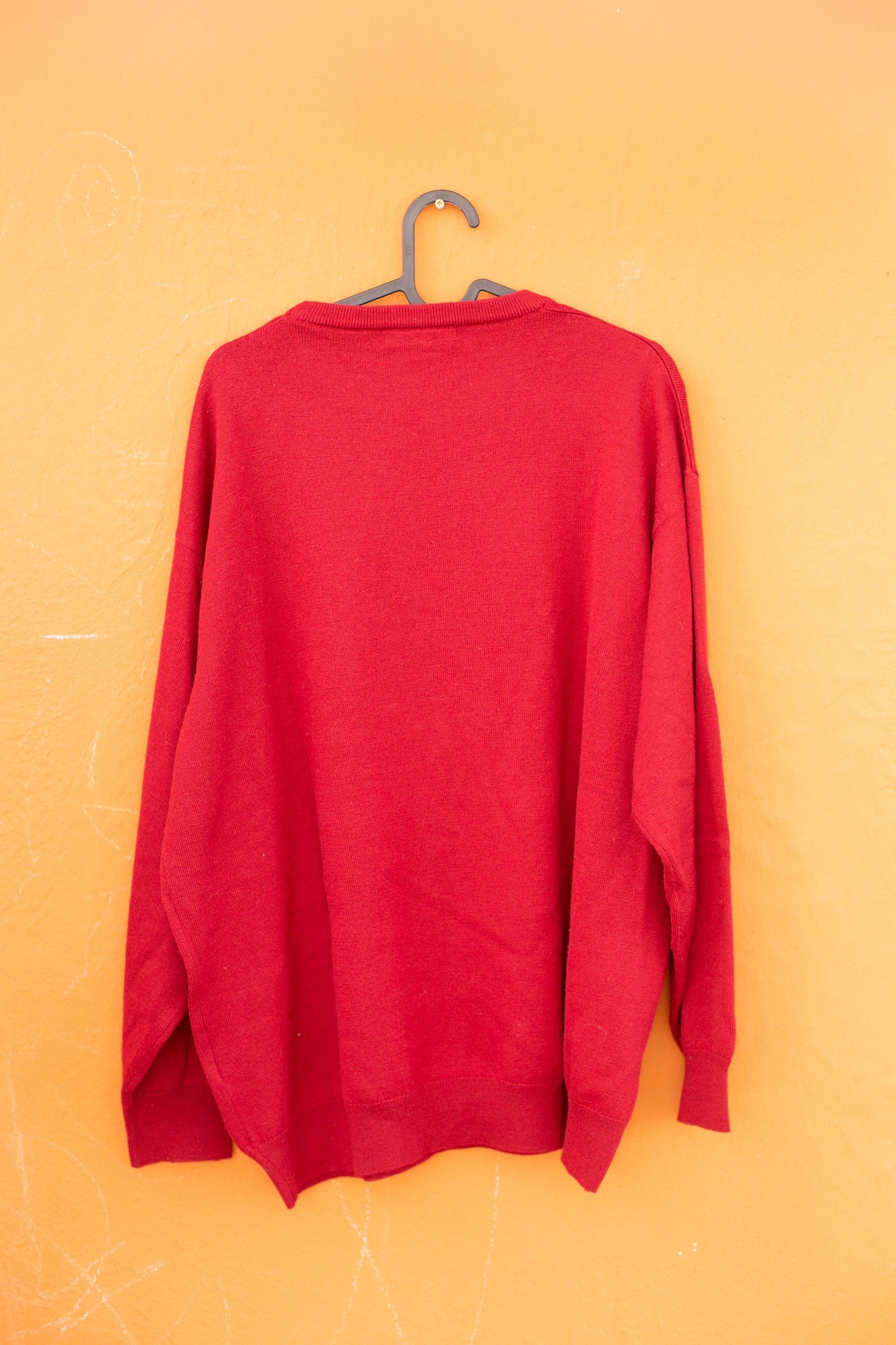 Vintage Burberry Red Sweater | Unisex Merino Wool Blend Knit | Minimal Logo Embroidery | Size XL