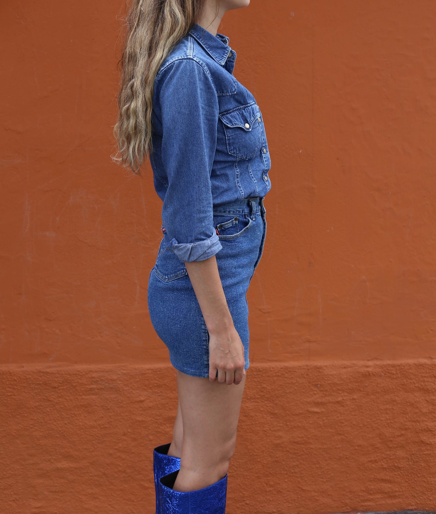 Classic Denim Button-Up Shirt - Versatile & Stylish Jean Top for All Seasons, 90s Denim over denim look, Y2k Britney Spears style