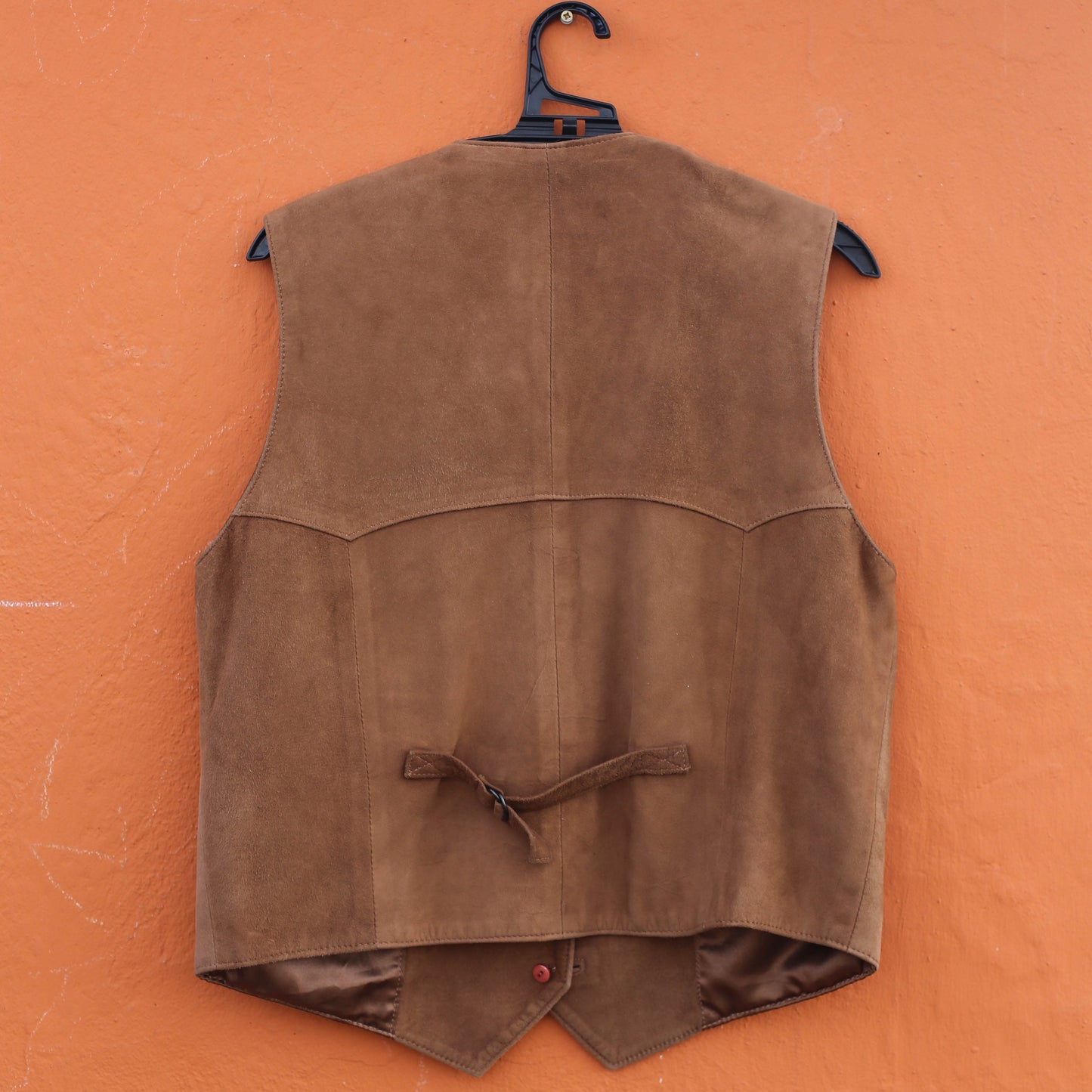 Vintage light brown genuine leather waistcoat, Beo Fiorentini calf leather vest