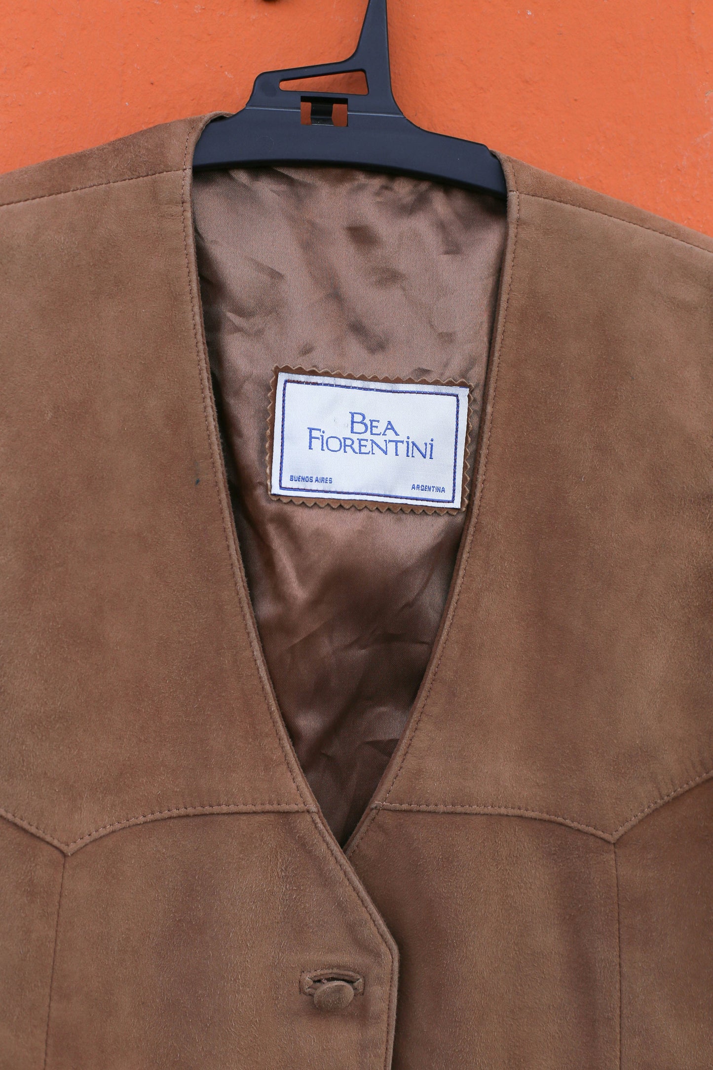 Vintage light brown genuine leather waistcoat, Beo Fiorentini calf leather vest