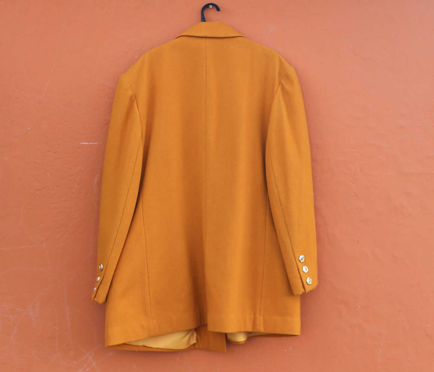 Orange wool vintage blazer, Emily in Paris colourful statement aesthetic, Smart bold Girl boss clothing, Size USA L
