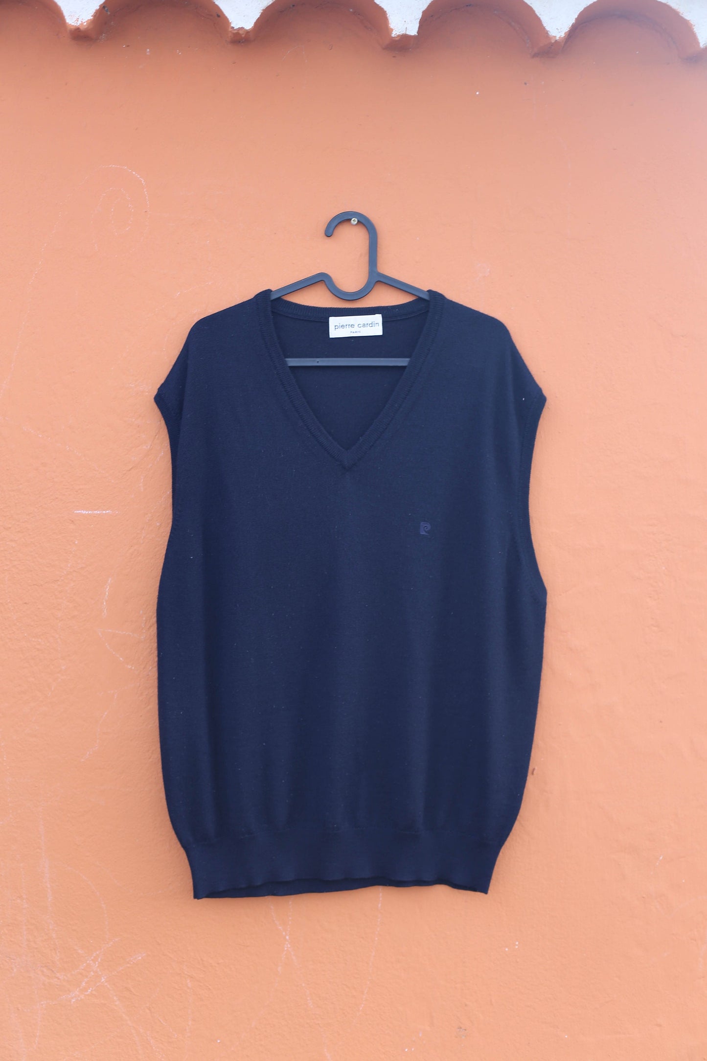 Pierre Cardin Navy Vintage Sweater Vest – Dark Academia Style Wool Blend Unisex Knit