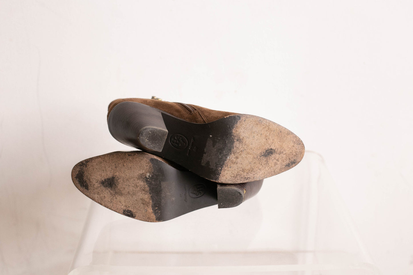 ASH vintage Leather Ankle Boots - Rich Brown Suede, Size 40, Vintage designer clothing, Elegant high heels