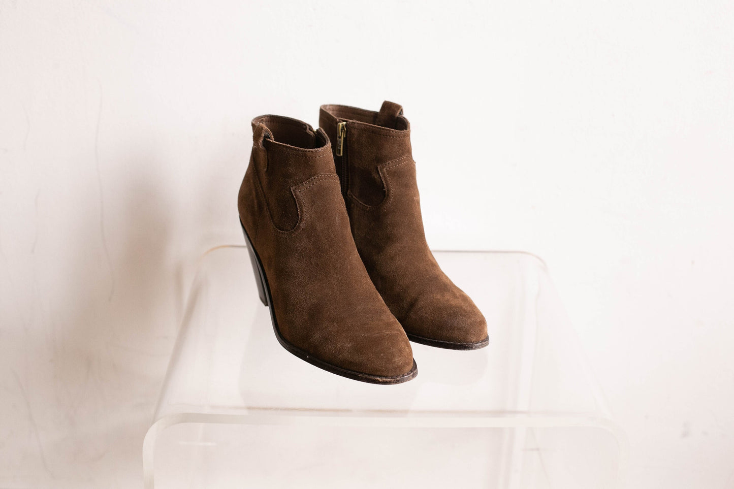 ASH vintage Leather Ankle Boots - Rich Brown Suede, Size 40, Vintage designer clothing, Elegant high heels