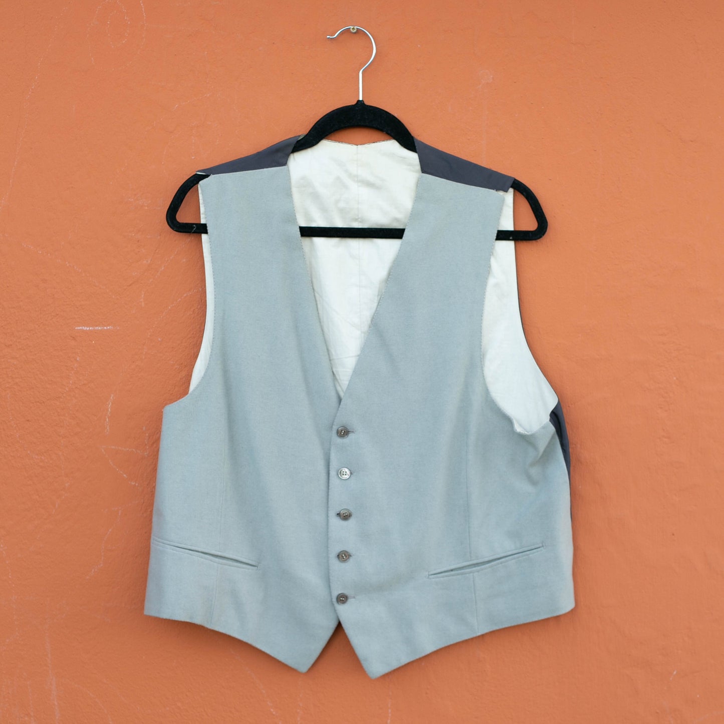 Hand tailored light blue Vest, Grey Italian vintage waistcoat,
