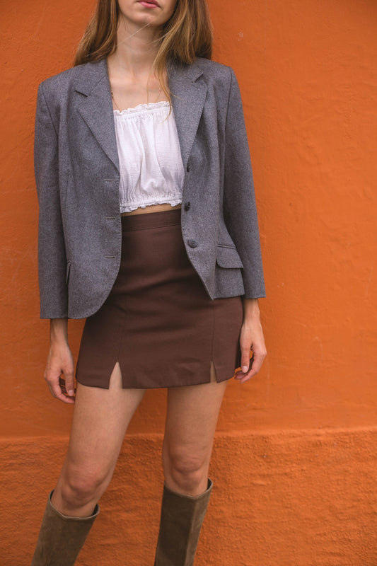 Wool 90s Burberrys' grey woman coat, Smart designer blazer jacket, Burberry London Pure Wool Blazer, US Size: 8–10