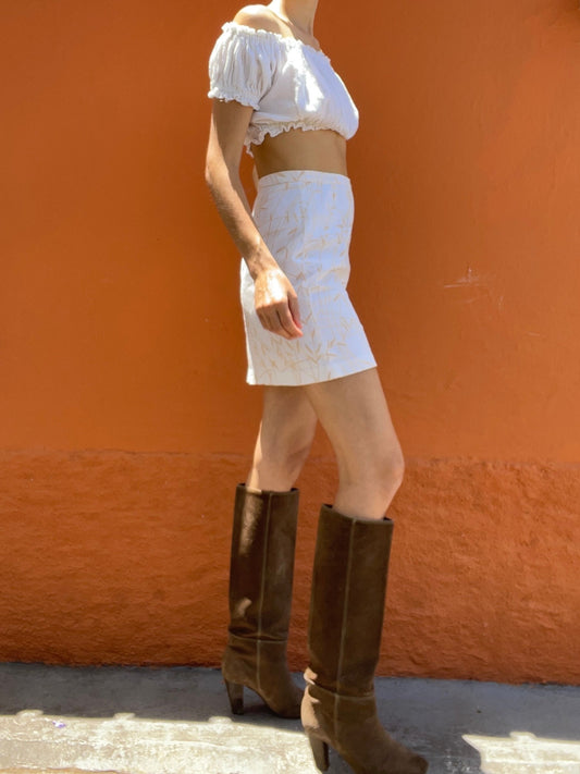 White short skirt, Vintage mini summer skirt by Laurel Jeans by Escada, A Line Retro tennis skirt, 70s woman fashion, Feminine skirt,