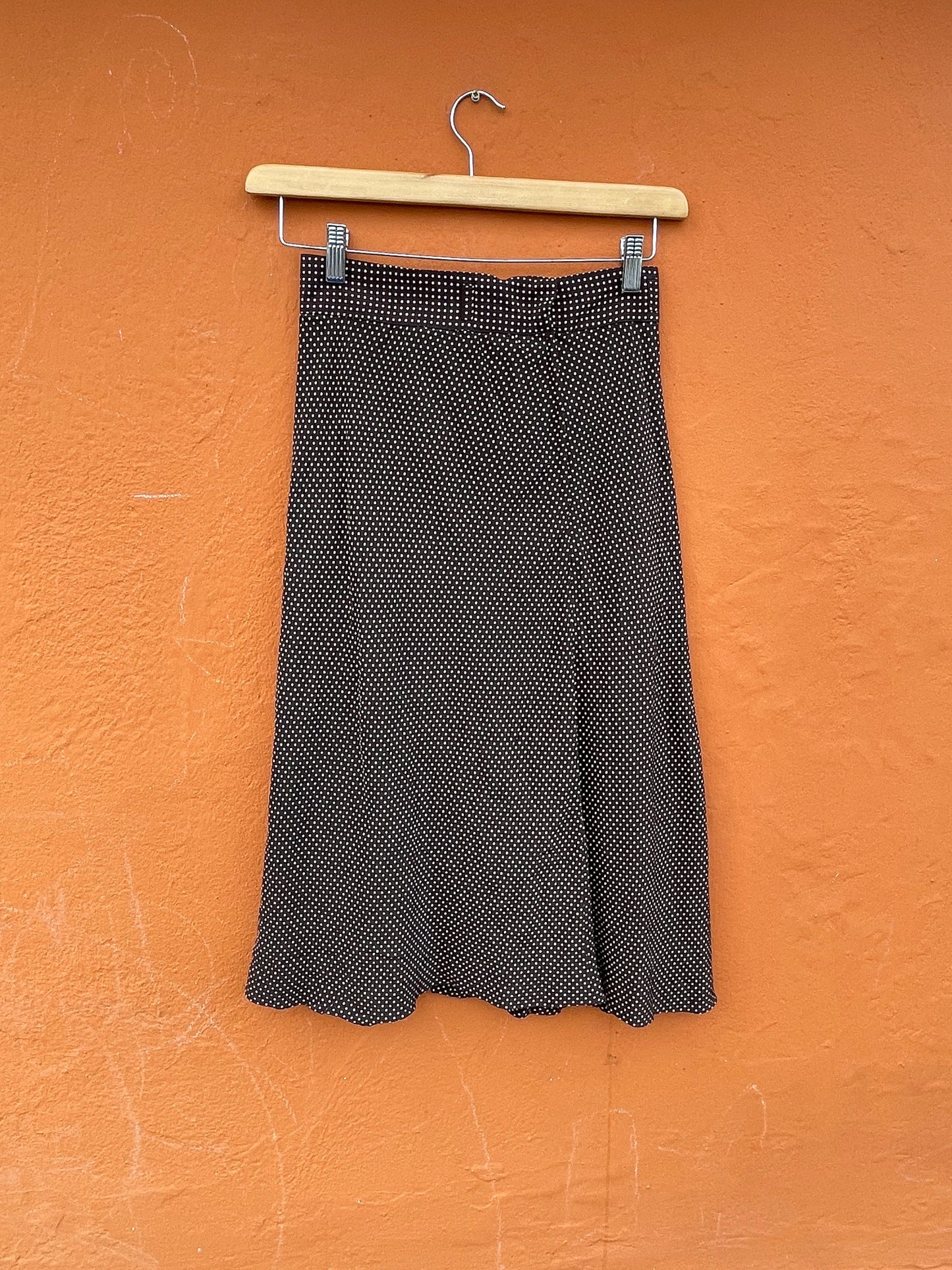 Elegant dotted pure silk woman skirt, High waist vintage midi skirt, Italian design high rise summer wear