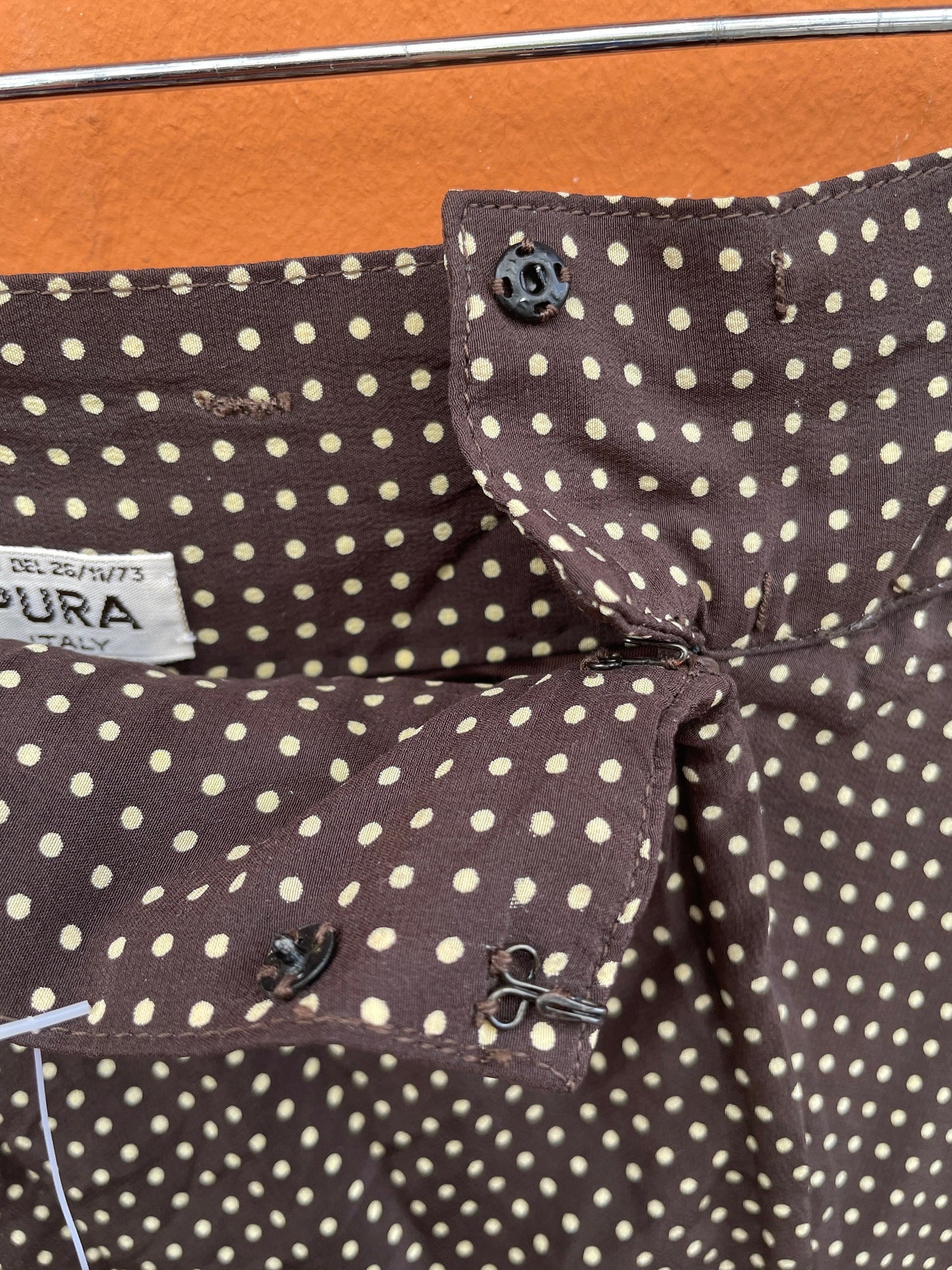 Elegant dotted pure silk woman skirt, High waist vintage midi skirt, Italian design high rise summer wear