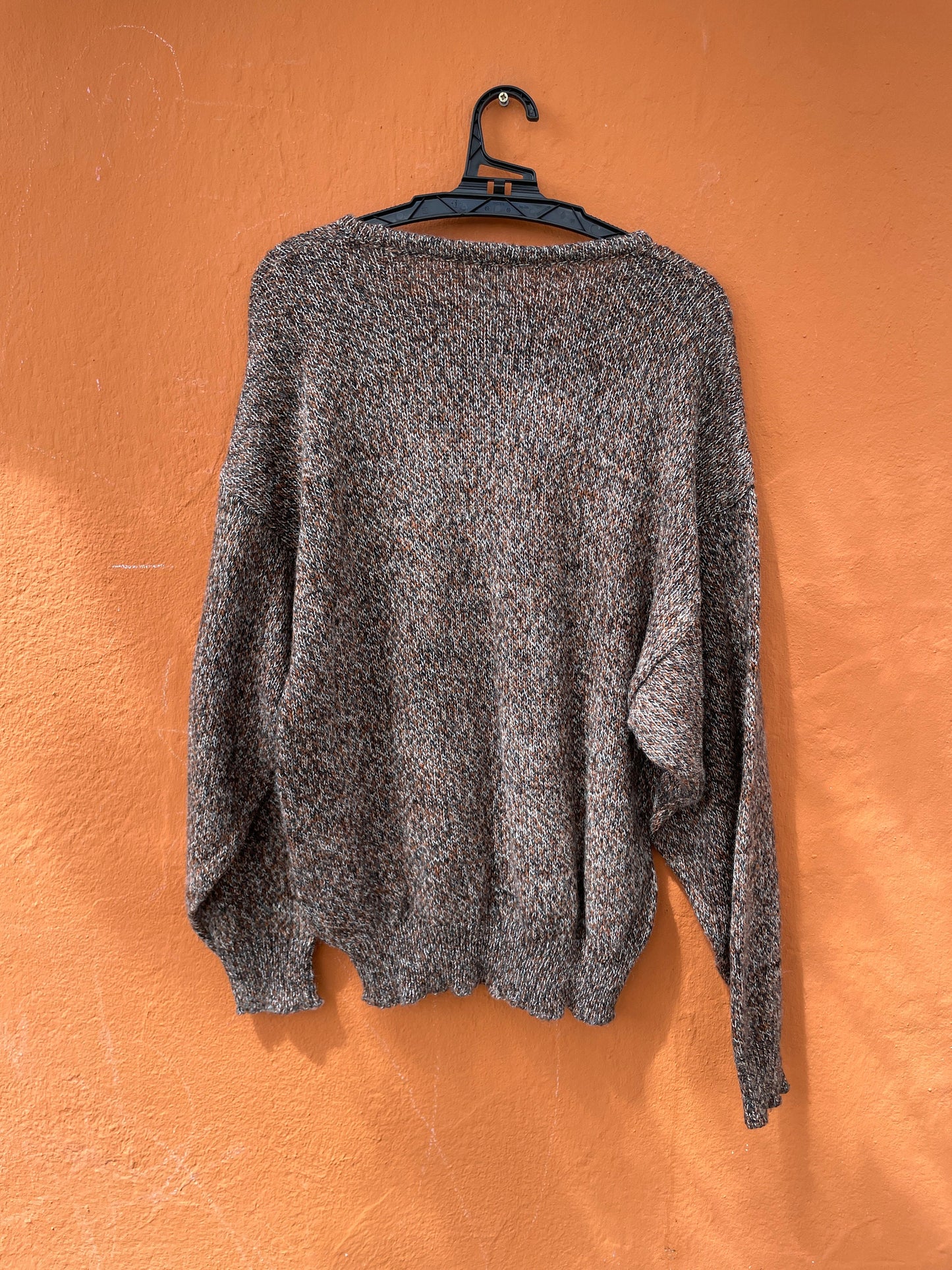 Vintage Italian Jumper with Feather Detailing, Mixed Wool Blend, Retro Aesthetic