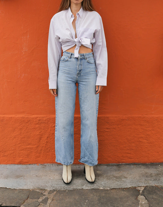 Vintage Burberrys London Men's Oxford Shirt - Striped Pink, Purple, Green