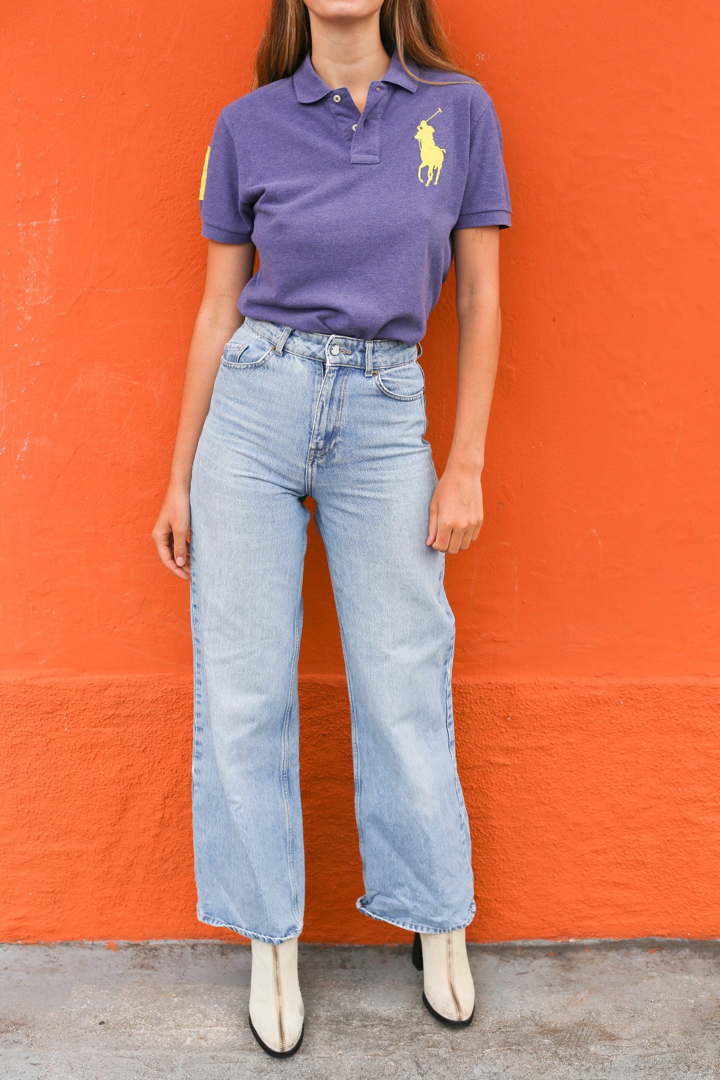 Vintage Polo Ralph Lauren Men's Polo Shirt Lavender Purple, Yellow Embroidered Logo, Size M, Retro 90s Fashion, Custom Fit
