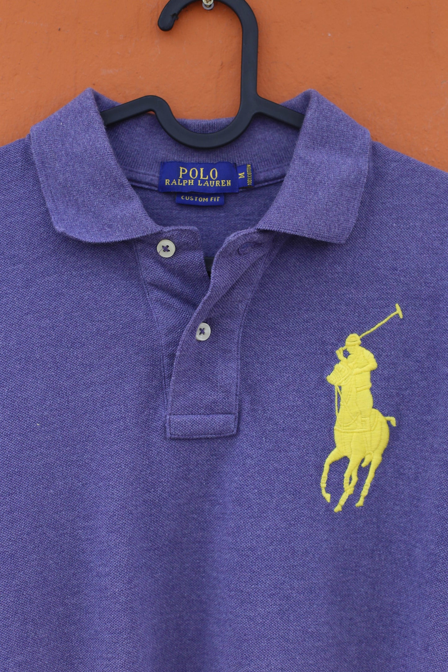 Vintage Polo Ralph Lauren Men's Polo Shirt Lavender Purple, Yellow Embroidered Logo, Size M, Retro 90s Fashion, Custom Fit