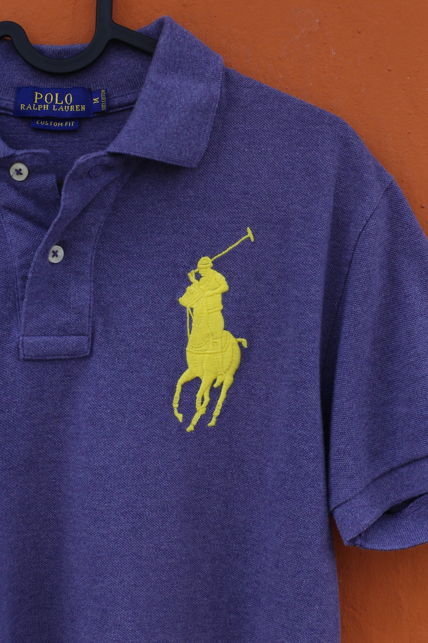 Vintage Polo Ralph Lauren Men's Polo Shirt Lavender Purple, Yellow Embroidered Logo, Size M, Retro 90s Fashion, Custom Fit