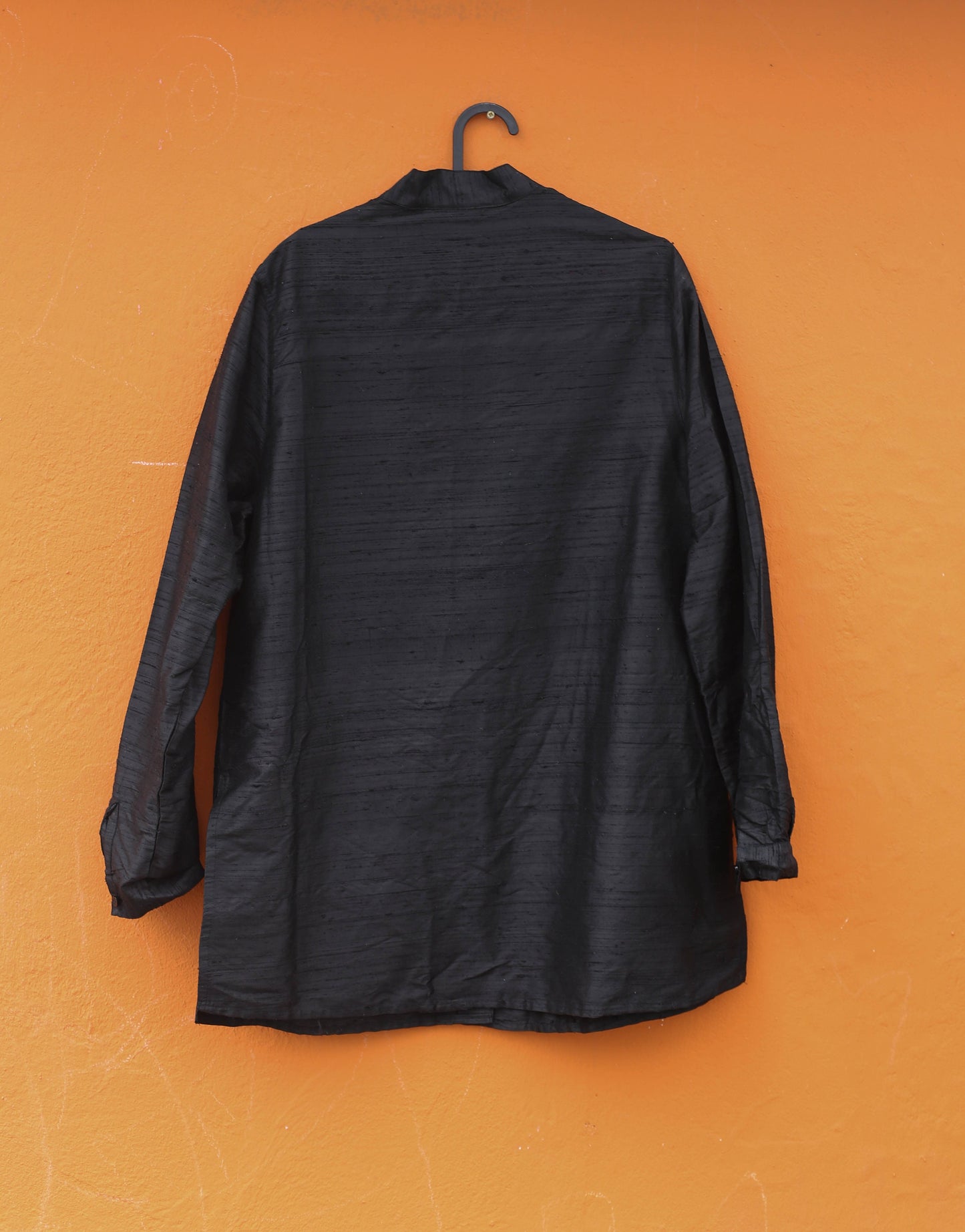 Vintage Balloon Silk Blouse – 100% Silk, Oversized Minimalist Shirt with Removable Shoulder Pads