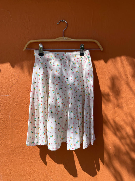 Vintage Handmade Silk Skirt for 3 - 4 Year old, Floral Pattern High Waisted flower girl skirt, Vintage vibes toddler