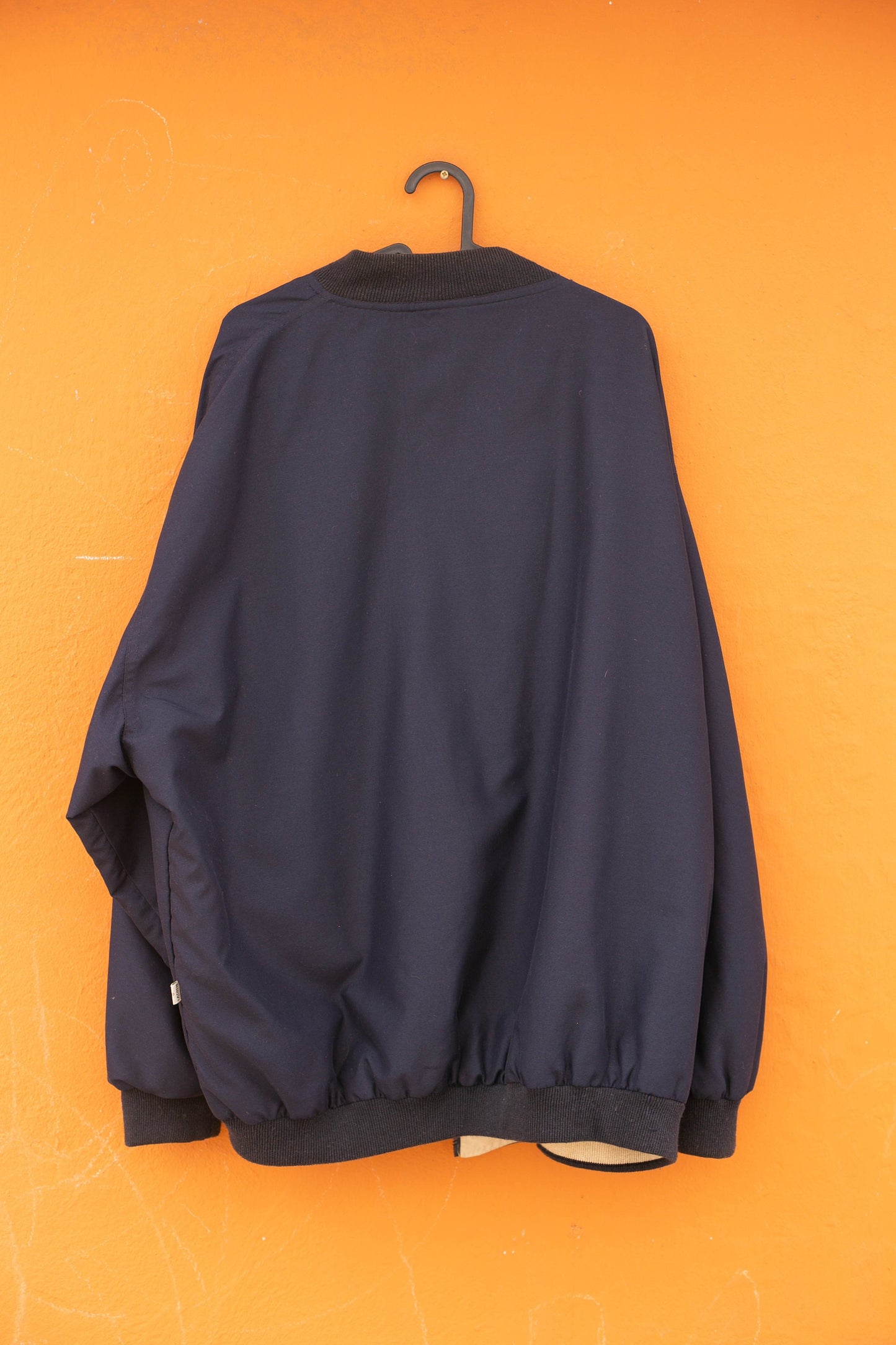 Vintage Lacoste Oversized Reversible Windbreaker Jacket, Men's XXL, Beige and Navy Blue, 80s 90s Fashion, Retro Sportswear