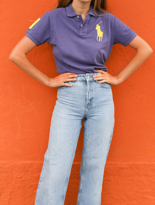 Vintage Polo Ralph Lauren Men's Polo Shirt Lavender Purple, Yellow Embroidered Logo, Size M, Retro 90s Fashion, Custom Fit